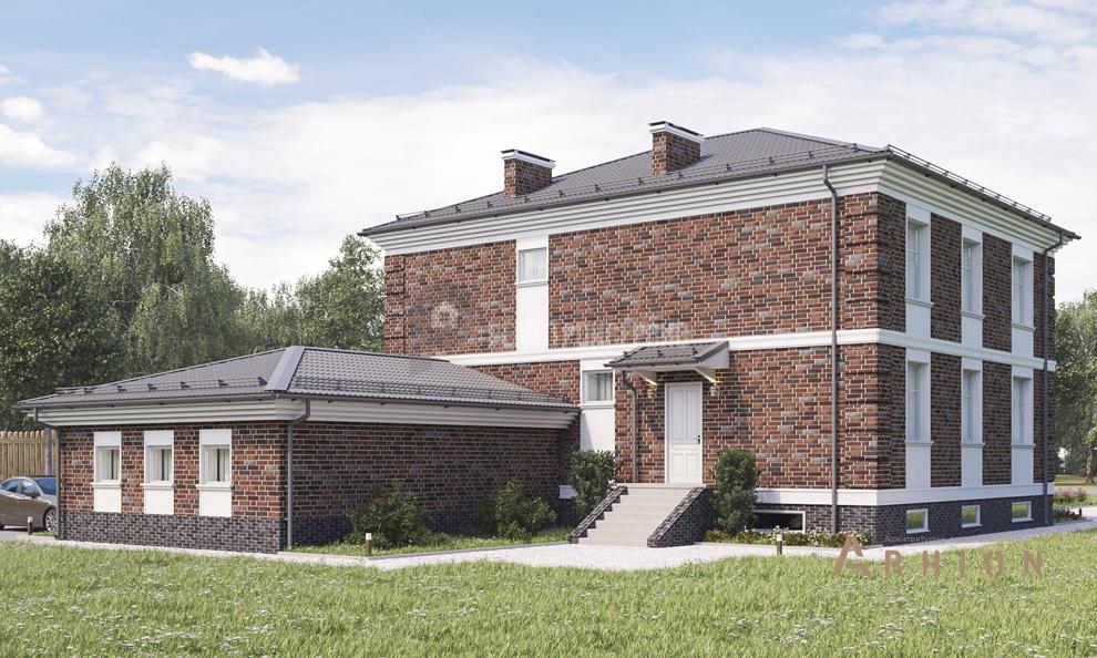 2. Проект двухэтажного дома в современном классическом стиле с четырехскатной, t-84-01, площадью - 401 кв c цокольным этажом, гаражом